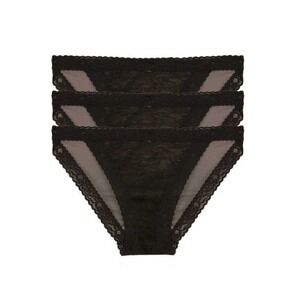 NATORI Women's Black Lace Mesh Escape String Bikini Bottom Size M 3 Pack NWT